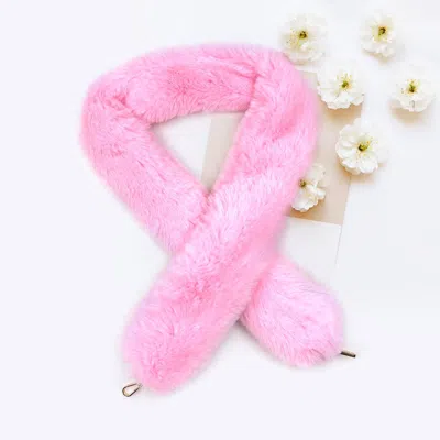 Fashnzfab Faux Fur Bag Strap In Pink