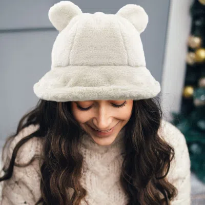 Fashnzfab Faux Fur Bear Ear Bucket Hat In Multi