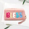Fashnzfab Faux Fur Bless Pouch With Wristlet In Pink