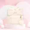 Fashnzfab Faux Fur Bow Pom Pom Pointed Plush Mini Backpack In Multi