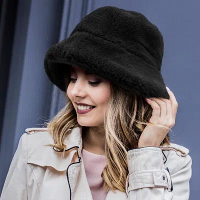 Fashnzfab Faux Fur Bucket Hat In Black