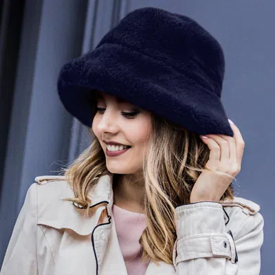 Fashnzfab Faux Fur Bucket Hat In Blue