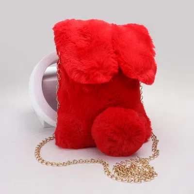 Fashnzfab Faux Fur Bunny Clutch / Crossbody Bag In Red