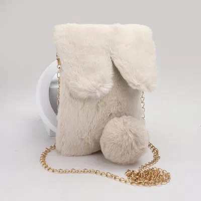 Fashnzfab Faux Fur Bunny Clutch / Crossbody Bag In Sand