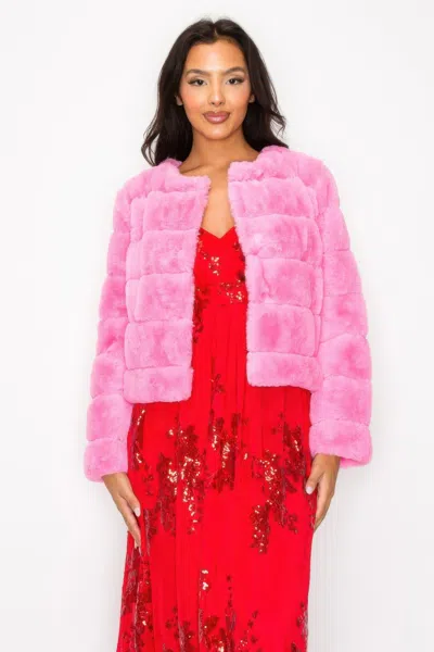 Fashnzfab Faux Fur Buttoned Quilted Jacket In Multi