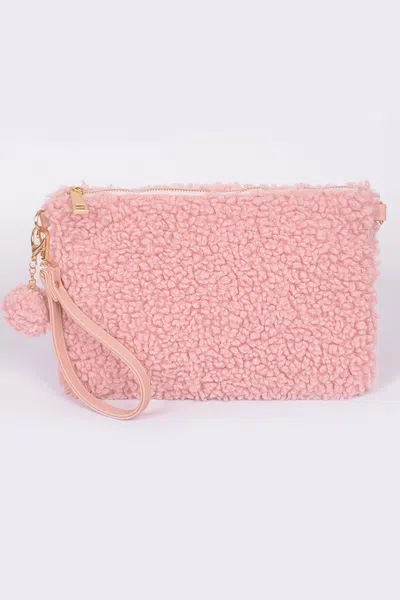 Fashnzfab Faux Fur Clutch In Pink