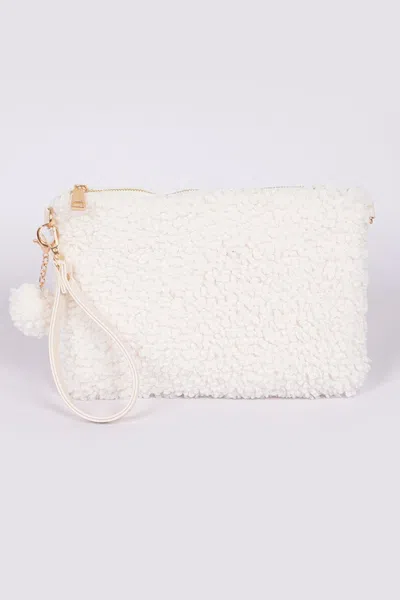 Fashnzfab Faux Fur Clutch In White