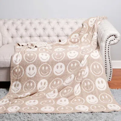 Fashnzfab Faux Fur Collar Pom Pom Poncho In Neutral
