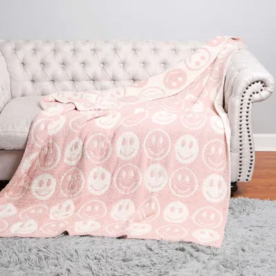 Fashnzfab Faux Fur Collar Pom Pom Poncho In Pink