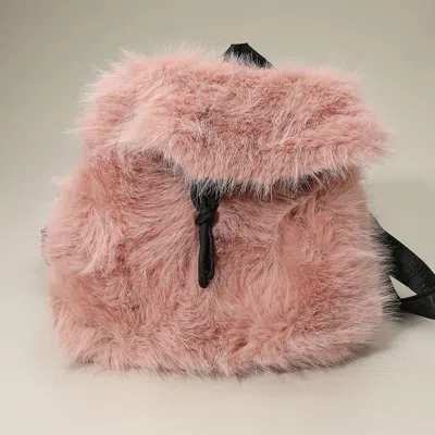 Fashnzfab Faux Fur Cozy Backpack In Pink