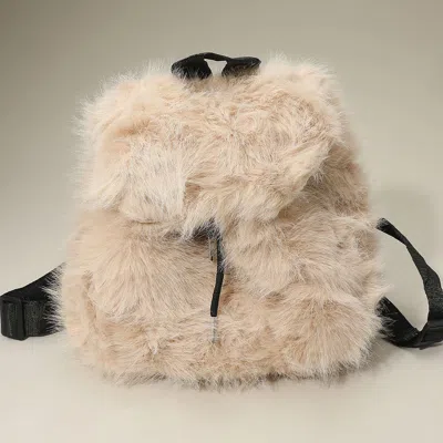 Fashnzfab Faux Fur Cozy Backpack In Sand