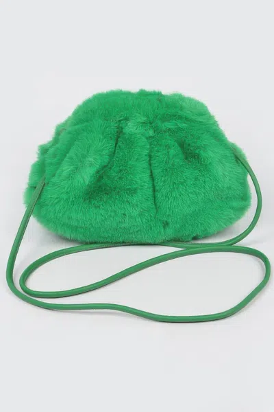 Fashnzfab Faux Fur Crossbody Bag In Green
