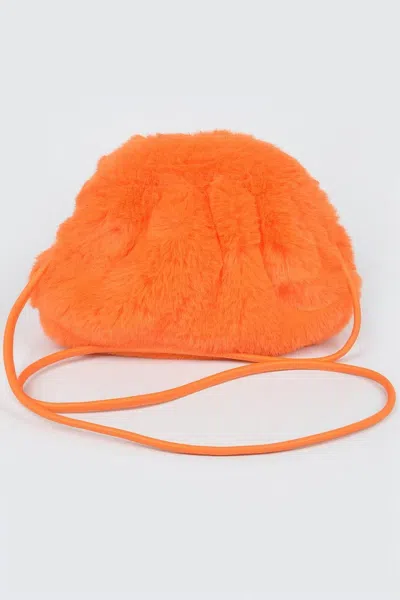 Fashnzfab Faux Fur Crossbody Bag In Orange