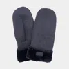 Fashnzfab Faux Fur Cuff Fleece Lined Mittens In Black