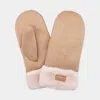 Fashnzfab Faux Fur Cuff Fleece Lined Mittens In Brown