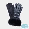Fashnzfab Faux Fur Cuff Puffer Smart Touch Gloves In Black