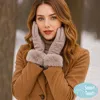 Fashnzfab Faux Fur Cuff Quilted Smart Touch Gloves In Sand