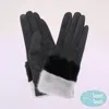 Fashnzfab Faux Fur Cuff Smart Touch Gloves In Black