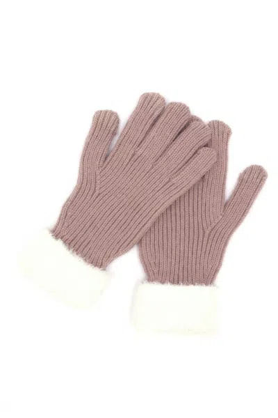 Fashnzfab Faux Fur Cuff Smart Touch Knit Gloves In Grey