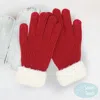 Fashnzfab Faux Fur Cuff Smart Touch Knit Gloves In White