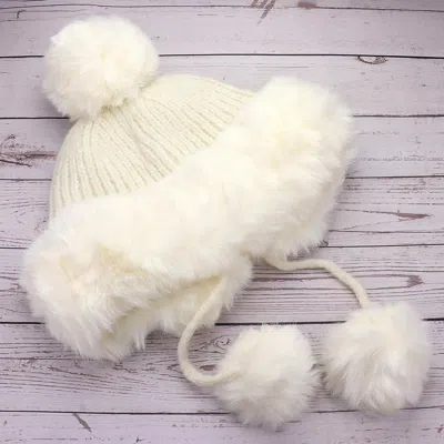 Fashnzfab Faux Fur Earmuff Pom Pom Winter Hat In Multi