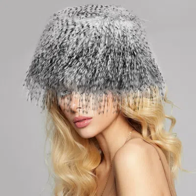 Fashnzfab Faux Fur Feather Bucket Hat In Multi