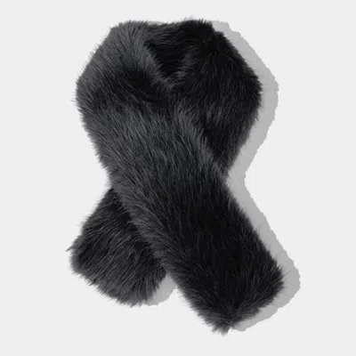 Fashnzfab Faux Fur Fluffy Scarf In Black