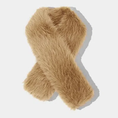 Fashnzfab Faux Fur Fluffy Scarf In Sand