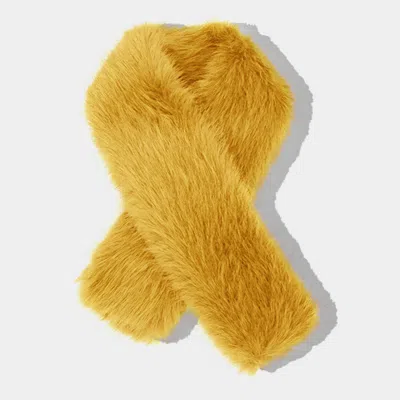 Fashnzfab Faux Fur Fluffy Scarf In Yellow