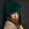 Fashnzfab Faux Fur Furry Cossack Style Winter Hat In Green