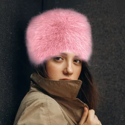 Fashnzfab Faux Fur Furry Cossack Style Winter Hat In Pink