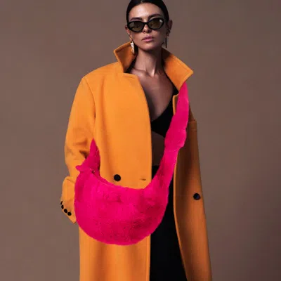 Fashnzfab Faux Fur Fuzzy Plush Crossbody Bag In Pink