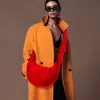 Fashnzfab Faux Fur Fuzzy Plush Crossbody Bag In Red