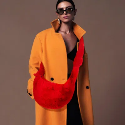 Fashnzfab Faux Fur Fuzzy Plush Crossbody Bag In Red