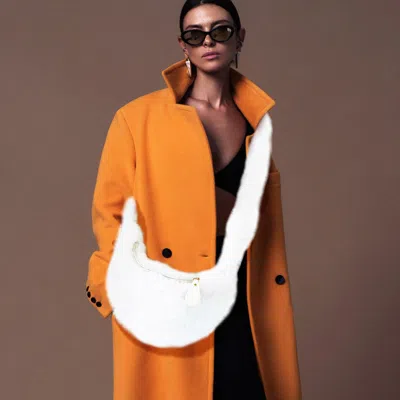 Fashnzfab Faux Fur Fuzzy Plush Crossbody Bag In White