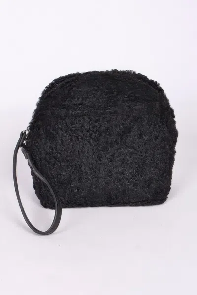 Fashnzfab Faux Fur Handbag In Black