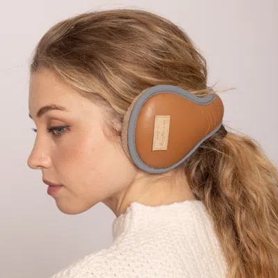 Fashnzfab Faux Fur Lined Poly Urethane Padded Earmuffs In Brown