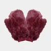 Fashnzfab Faux Fur Mitten Gloves In Burgundy