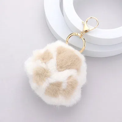 Fashnzfab Faux Fur Paw Keychain In Silver