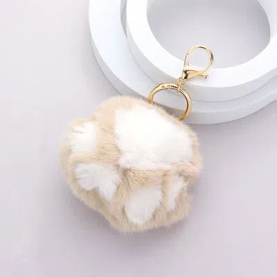 Fashnzfab Faux Fur Paw Keychain In Silver