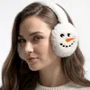 Fashnzfab Faux Fur Plush Snowman Embroidered Earmuffs In Neutral