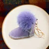 Fashnzfab Faux Fur Pom Pom Boot Keychain In Purple