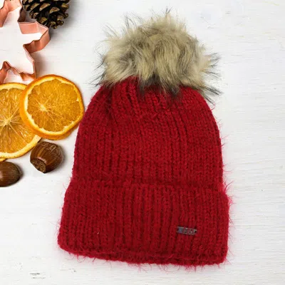 Fashnzfab Faux Fur Pom Pom Cuffed Single Layered Beanie Hat In White