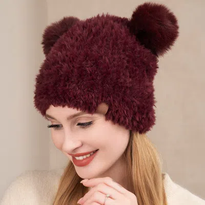 Fashnzfab Faux Fur Pom Pom Ear Beanie Hat In White