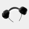Fashnzfab Faux Fur Pom Pom Ear Detail Headband In Black