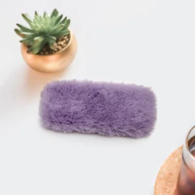 Fashnzfab Faux Fur Rectangle Snap Hair Clip In Purple