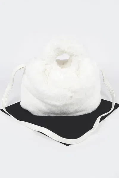 Fashnzfab Faux Fur Round Handle Bucket Bag In Pink