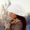 Fashnzfab Faux Fur Russian Style Plush Bucket Hat In White