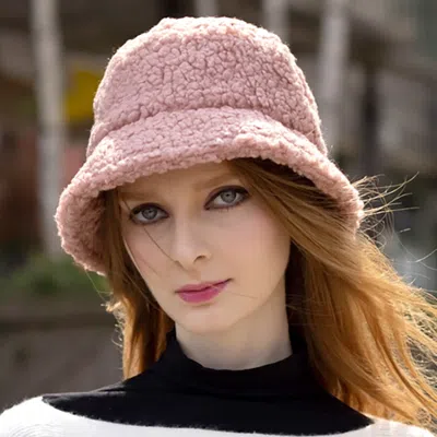 Fashnzfab Faux Fur Sherpa Bucket Hat In Pink