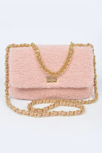 Fashnzfab Faux Fur Shoulder Bag In Pink